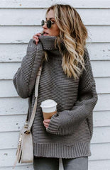 Knit Sweater Woman With Thick Thread, Long Sleeves And High Neck Pullover - 808Lush