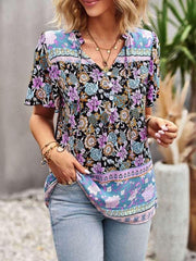 Ladies Casual Bohemian Printed Shirt Top - 808Lush