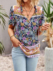 Ladies Casual Bohemian Printed Shirt Top - 808Lush