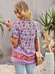 Ladies Casual Bohemian Printed Shirt Top - 808Lush