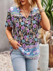 Ladies Casual Bohemian Printed Shirt Top - 808Lush