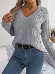 twist long-sleeved V-neck sweater - 808Lush