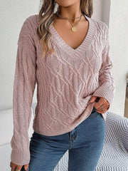 twist long-sleeved V-neck sweater - 808Lush