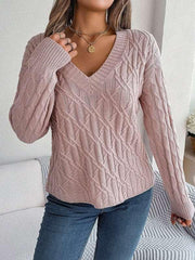 twist long-sleeved V-neck sweater - 808Lush