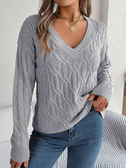 twist long-sleeved V-neck sweater - 808Lush