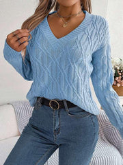 twist long-sleeved V-neck sweater - 808Lush