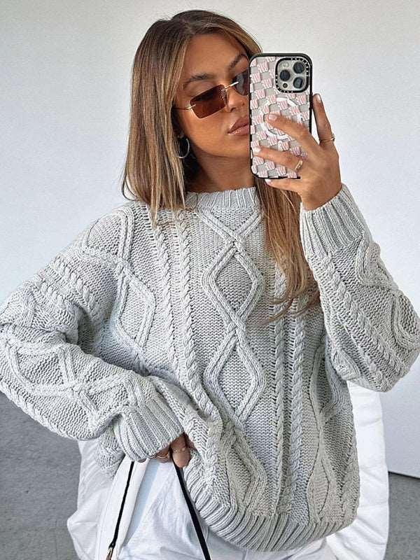 fashionable and comfortable woolen round neck long-sleeved sweater - 808Lush