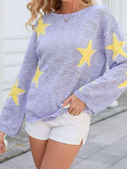 five-pointed star knitted long-sleeved sweater - 808Lush