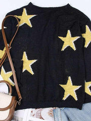 five-pointed star knitted long-sleeved sweater - 808Lush