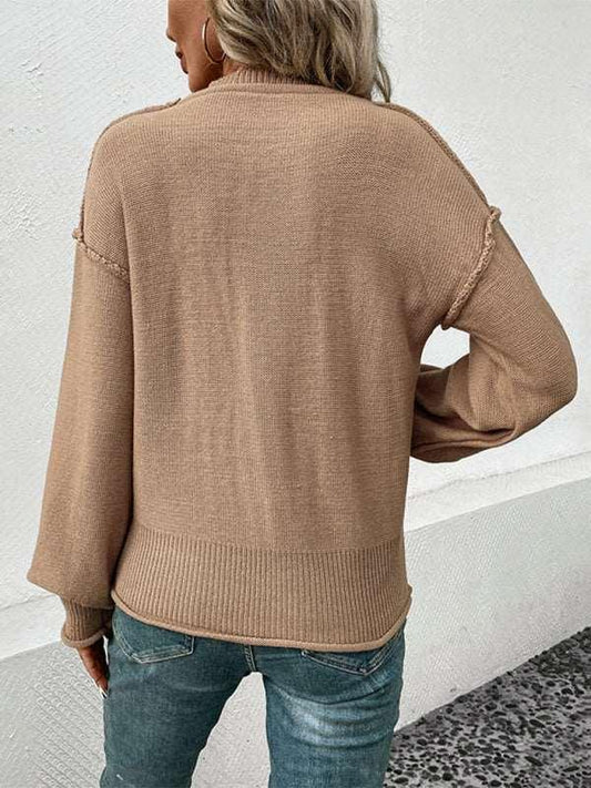 long sleeve solid color autumn sweater - 808Lush