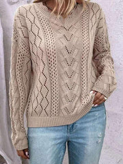 lazy style knitted sweater design hollow V-neck versatile top - 808Lush