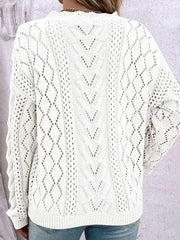 lazy style knitted sweater design hollow V-neck versatile top - 808Lush