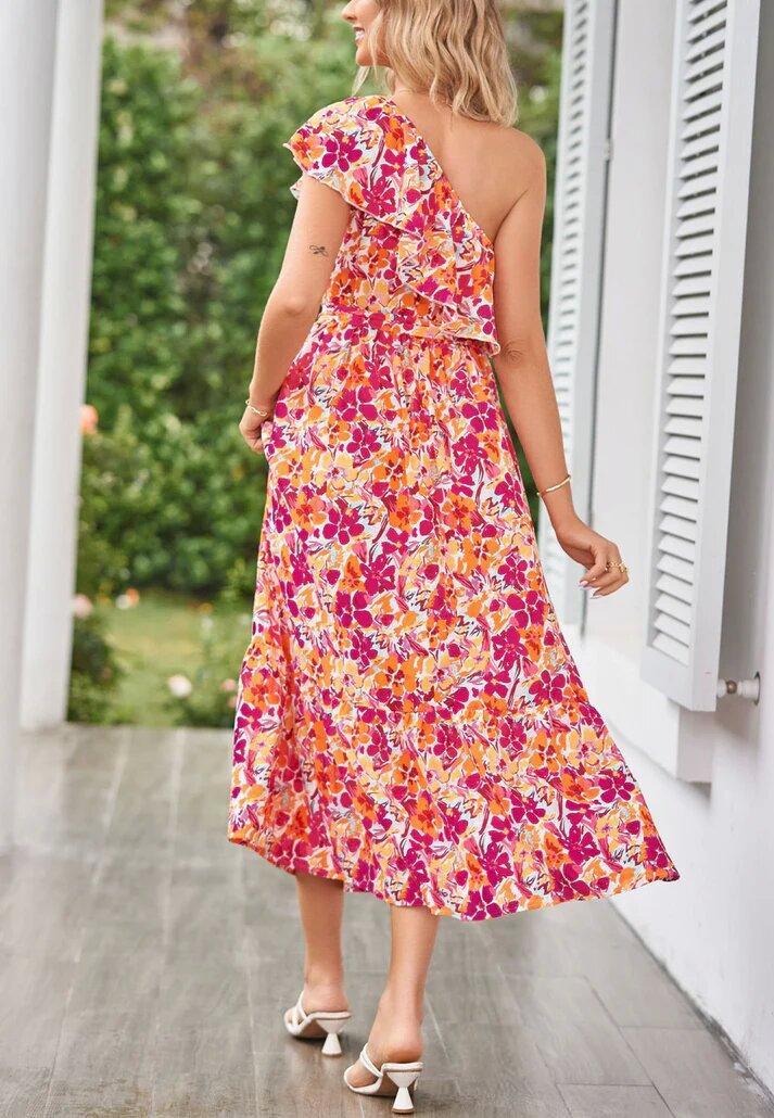 Summer Shoulder Ruffles Sleeveless Floral Dress - 808Lush