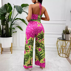 Women Floral Printing Sexy Suspenders Jumpsuit