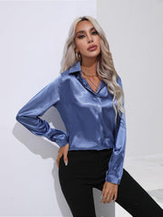 Satin Shirt Long Sleeve Formal Shirt - 808Lush