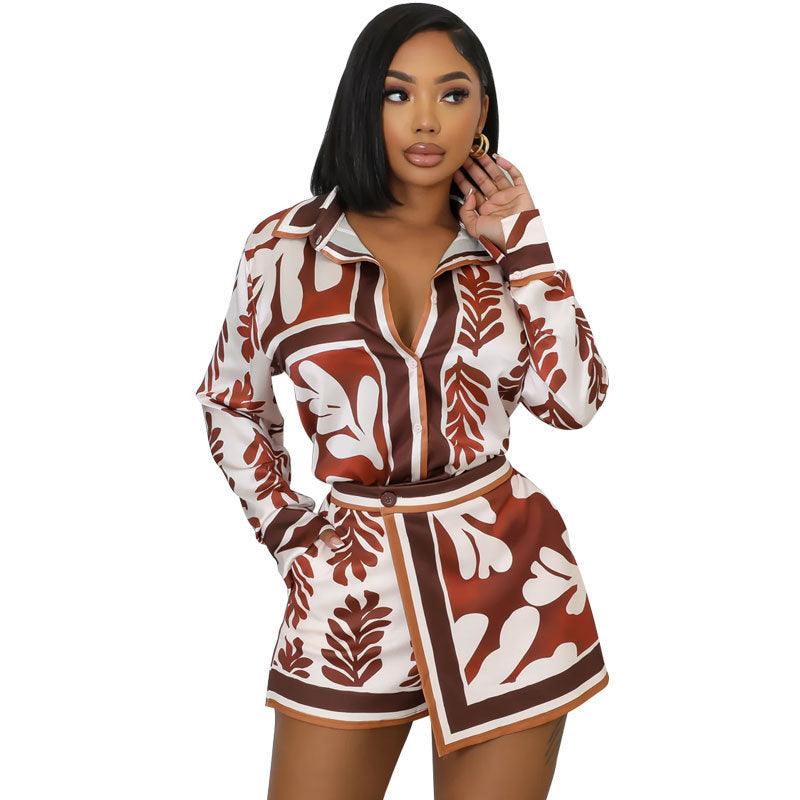 Two Piece Long Sleeve Casual Short Set