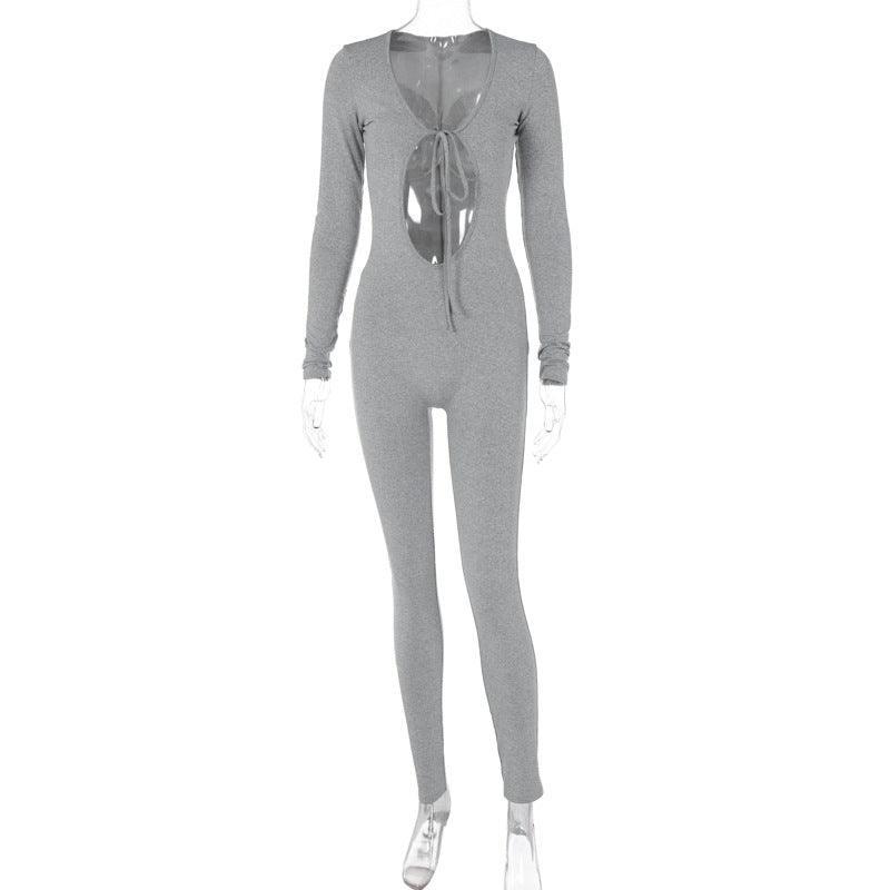 Sexy Cutout Slim Long Sleeve Jumpsuit - 808Lush