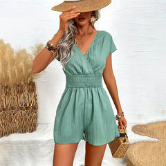 Jacquard Striped Bow Summer Romper