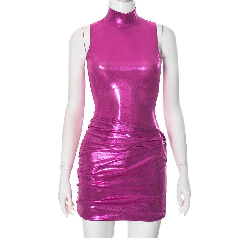 Sexy Sleeveless Faux Leather Mini Dress