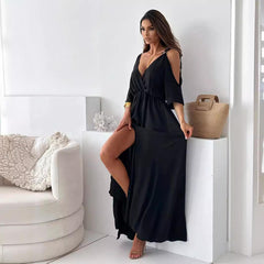 Sexy Sling Half Sleeve Maxi Dress