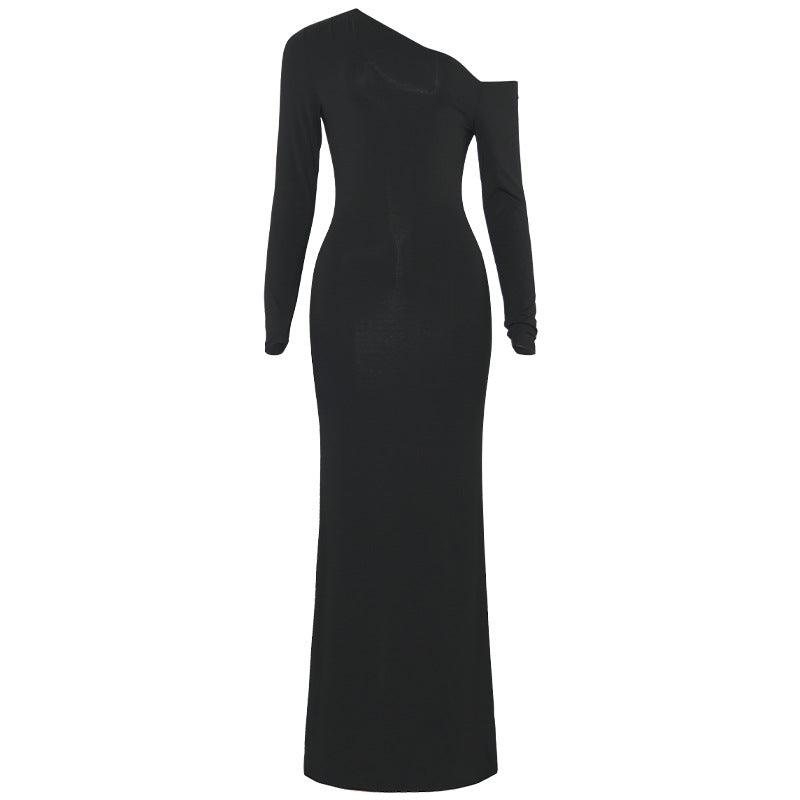 Off Shoulder Long Sleeve Slim Fit Maxi Dress