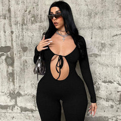 Sexy Cutout Slim Long Sleeve Jumpsuit - 808Lush