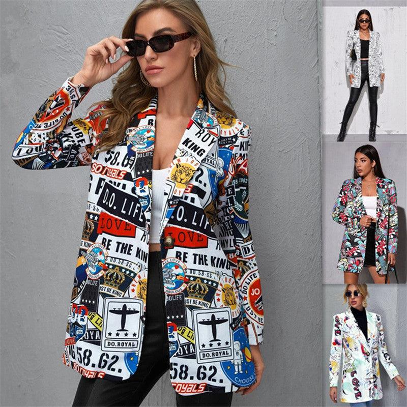 Women Printed Casual Small Blazer - 808Lush