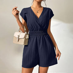 Jacquard Striped Bow Summer Romper