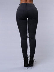 Women High Waist Jeans Stretch Ripped Skinny