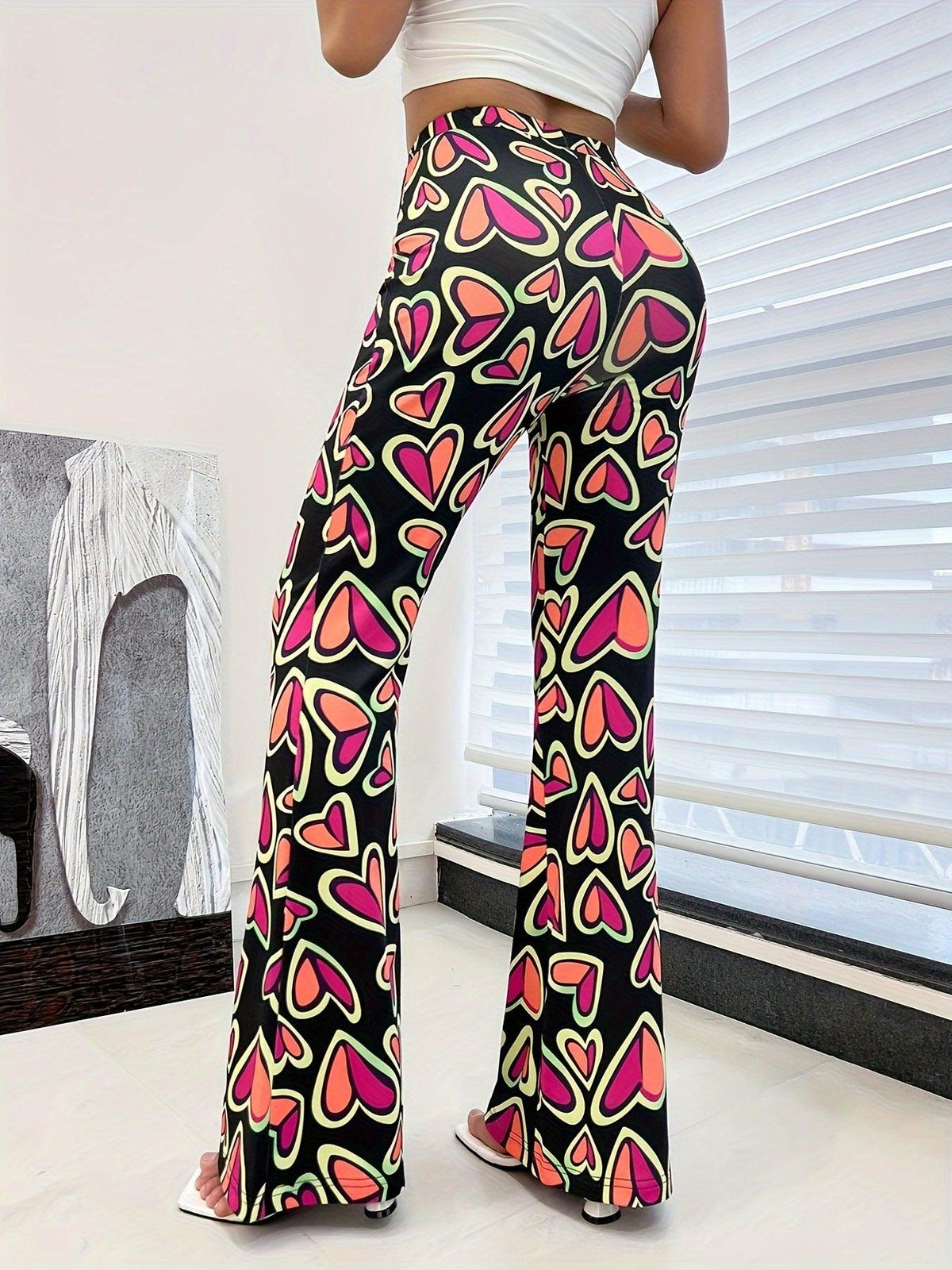 Bootleg Pants Women Casual Trousers Tight Printed Pants