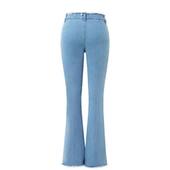 Women Frayed Edge Flare Jeans