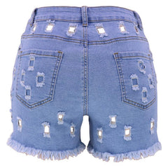 Ripped High Waist Stretch Denim Shorts - 808Lush