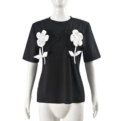 Floral Three Dimensional Decoration T shirt - 808Lush