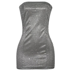 Sleeveless Sexy Tube Top Glitter Mini Dress