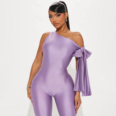 One Shoulder Sexy Tight Jumpsuit