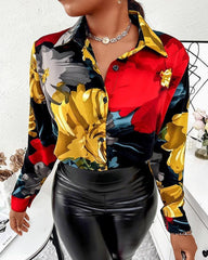 Women Shirt Long Sleeve Women Button Digital Printed - 808Lush