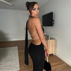 Off Shoulder Sexy Backless Elegant Maxi Dress - 808Lush