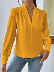 Women Long Sleeve V neck Loose Shirt