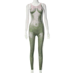 Sexy Body Printed Tight Casual Jumpsuit - 808Lush