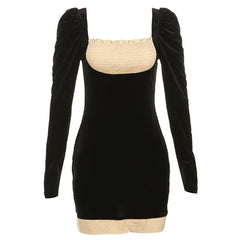 Long Sleeve Square Collar Sexy Mini Dress - 808Lush