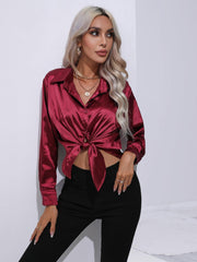 Satin Shirt Artificial Silk Long Sleeve Office Shirt - 808Lush