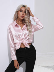 Satin Shirt Artificial Silk Long Sleeve Office Shirt - 808Lush