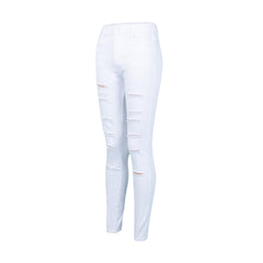 Women High Waist Jeans Stretch Ripped Skinny