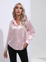 Satin Shirt Artificial Silk Long Sleeve Office Shirt - 808Lush