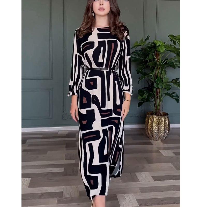 Geometric Abstract Pattern Elegant Midi Dress - 808Lush