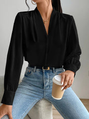 Women Long Sleeve V neck Loose Shirt