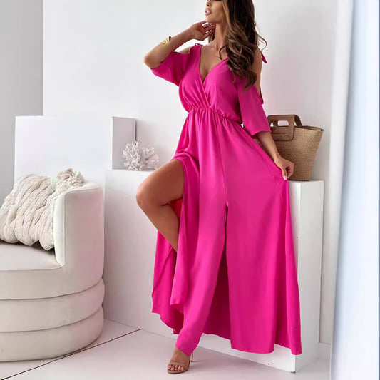 Sexy Sling Half Sleeve Maxi Dress