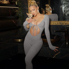 Sexy Cutout Slim Long Sleeve Jumpsuit - 808Lush