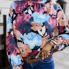 Floral Elegant Long Sleeve Blouse Top