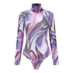 Women Slimming Printed Casual Bodysuit